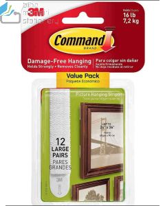 Contoh perlengkapan sekolah Command 17206-12 Large Picture Hanging Strips 12 set Kaitan Gantung Bingkai Frame Foto Cantolan Pigura Lukisan Dinding dan gambarnya