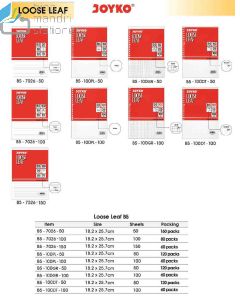 Toko Atk Grosir Bina Mandiri Stationery Jual Kertas Loose Leaf Putih/Warna untuk Binder Note A5/B5 harga Terjangkau di Toko Alat Tulis Sekolah