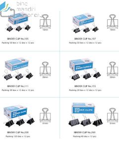 Brosur gambar alat tulis sekolah Penjepit Kertas Kenko Binder Clip 200