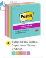 Contoh Alat Perlengkapan Kantor merk 3M Post-it , Gambar Produk 3M Post-it 654-5SSMIA Super Sticky Note Supernova 76x76mm 450 Sheets harga 62000 di Toko Peralatan Sekolah Murah